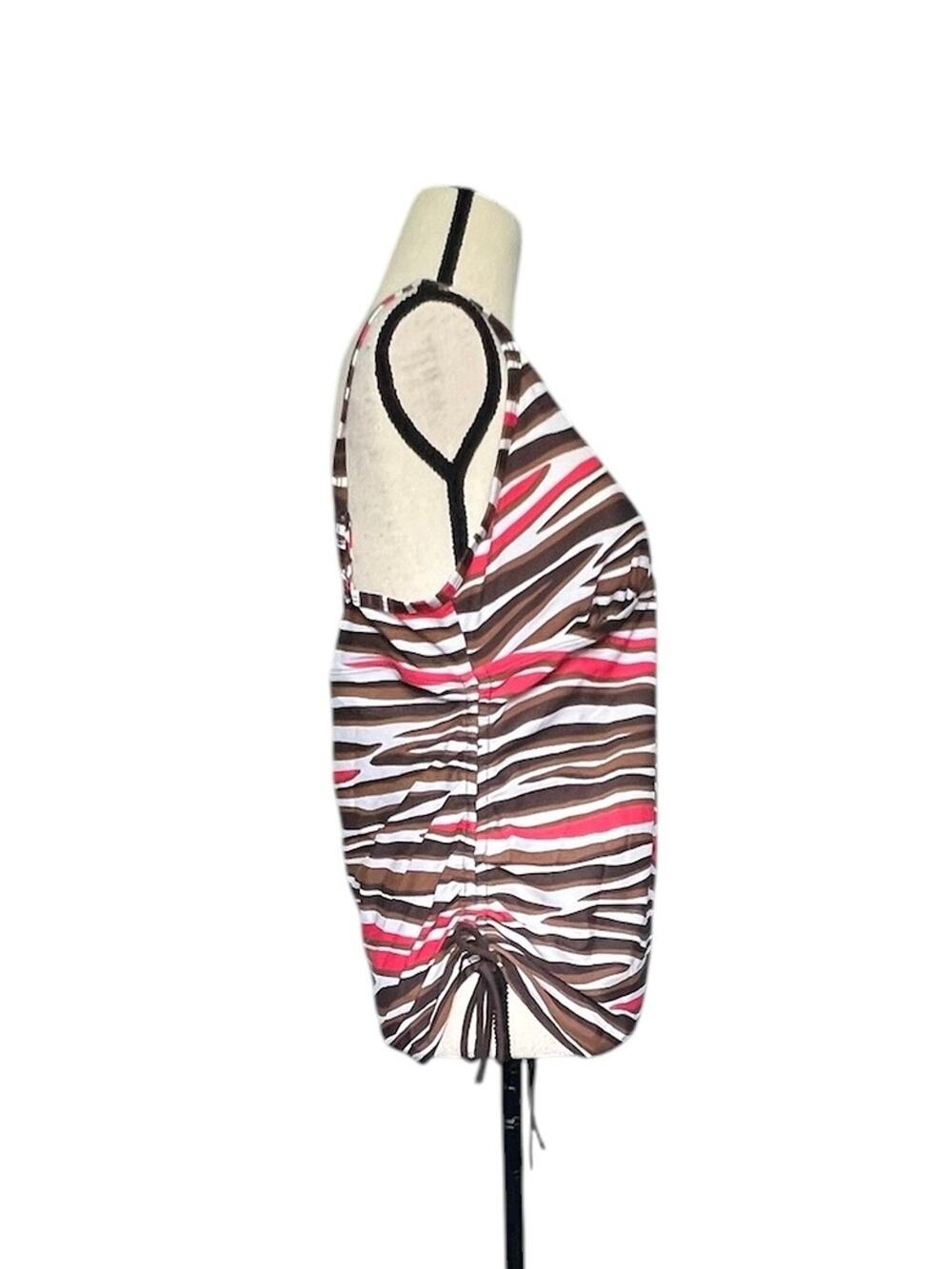 a.n.a A New Approach Women’s Size 16 Tankini Swim Top Brown Pink Zebra Print